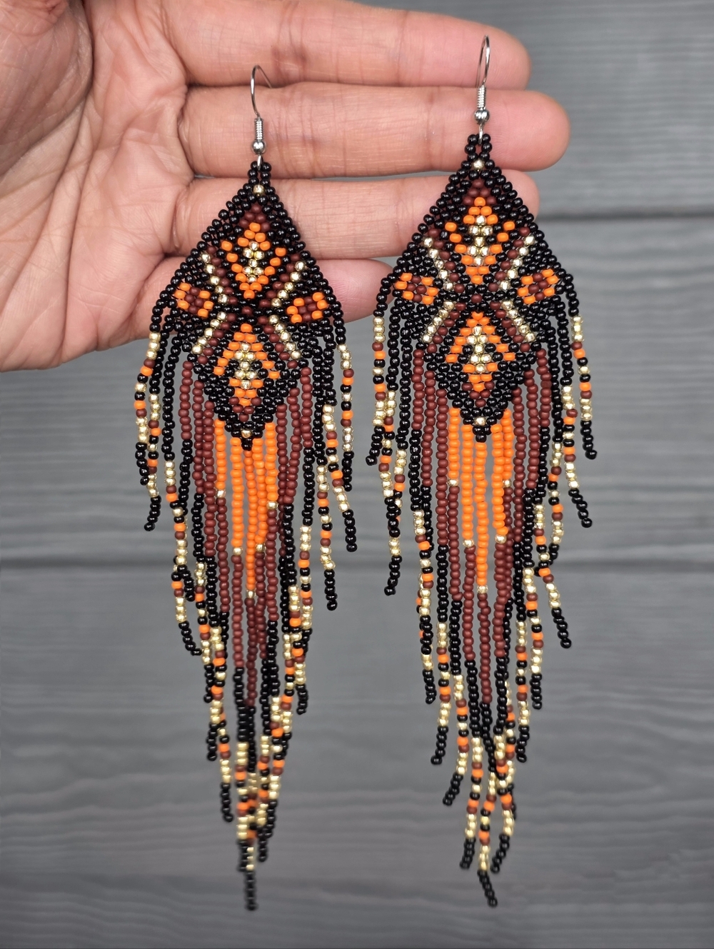 Fire Southwestern Fringe Beaded Earrings Handmade Boho Jewelry Boheme